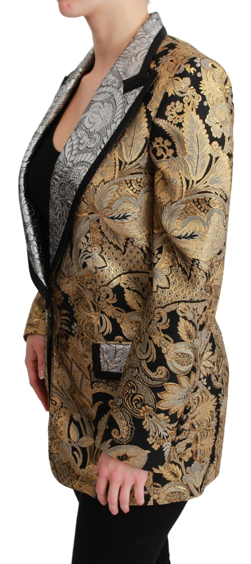 Elegant Gold Floral Jacquard Blazer Dolce & Gabbana