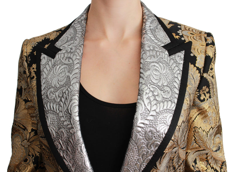 Elegant Gold Floral Jacquard Blazer Dolce & Gabbana