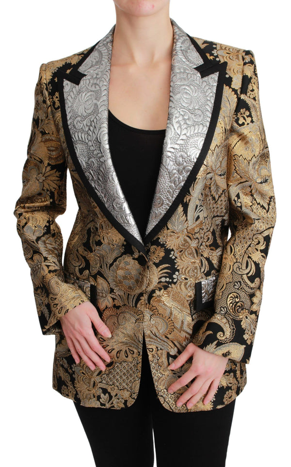 Elegant Gold Floral Jacquard Blazer Dolce & Gabbana