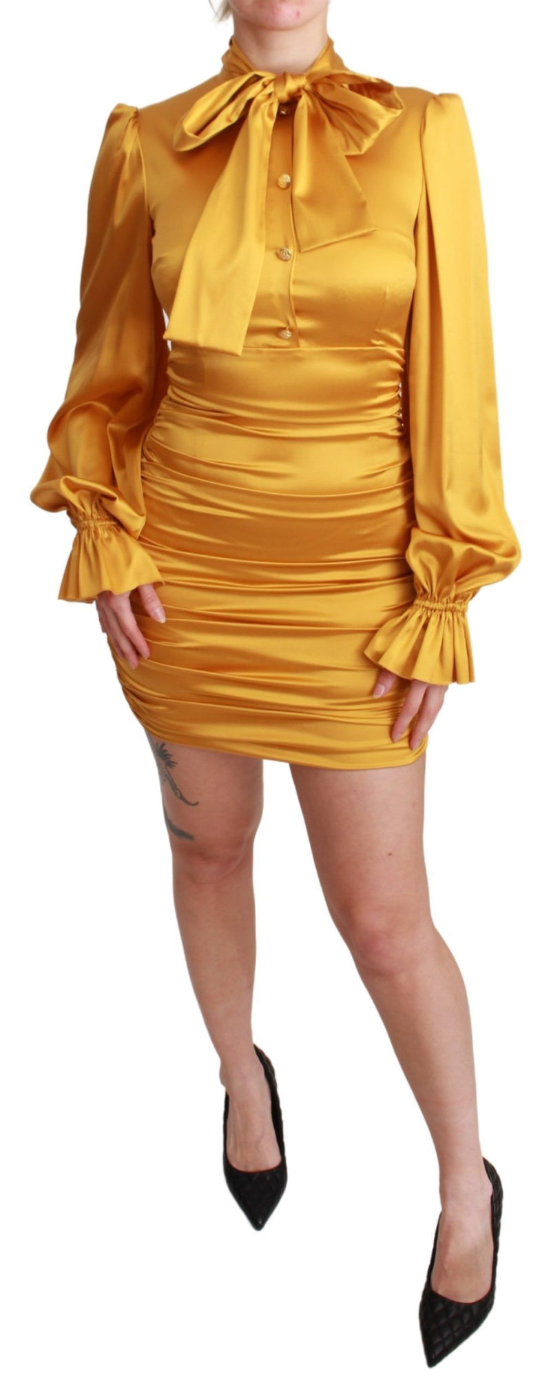 Radiant Yellow Silk Bodycon Mini Dress Dolce & Gabbana