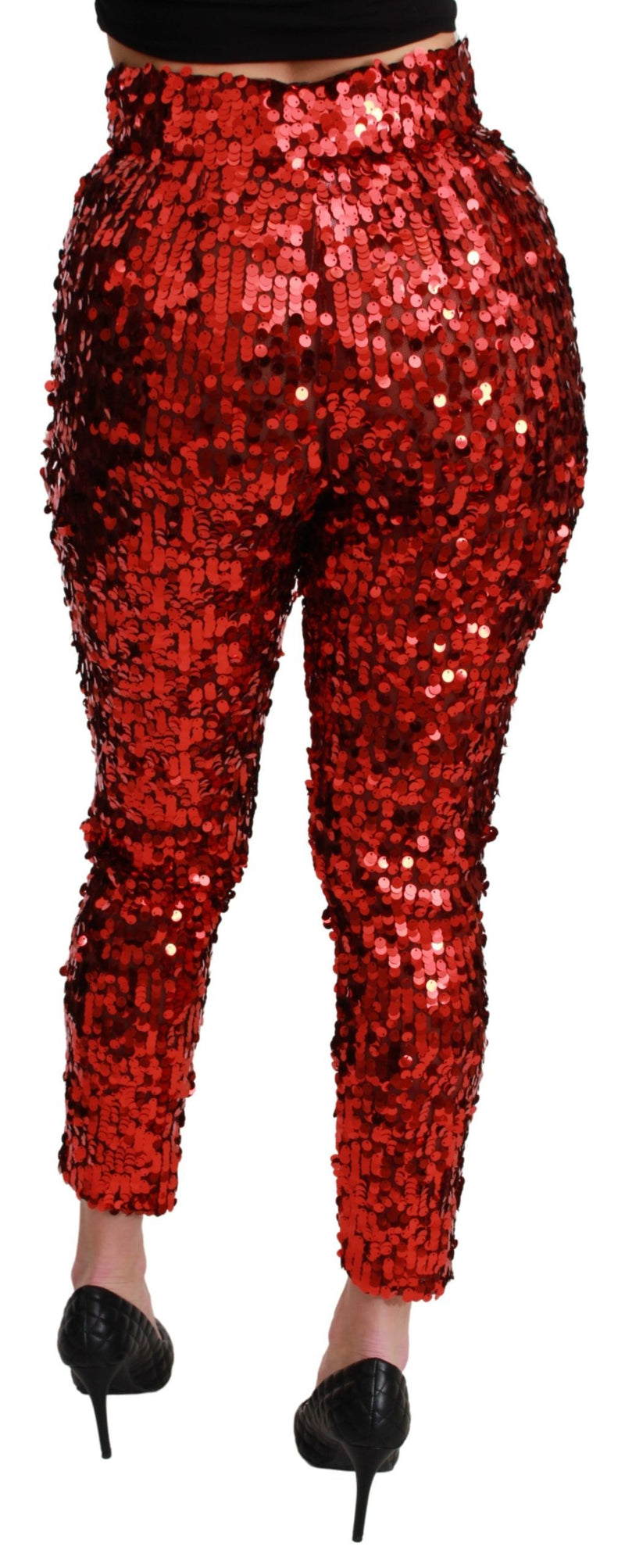 Elegant High-Waist Cropped Red Trousers Dolce & Gabbana