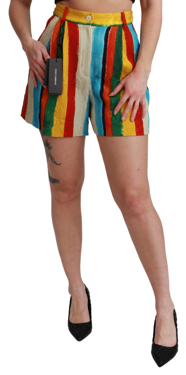 Multicolor Striped High-Waist Shorts Dolce & Gabbana