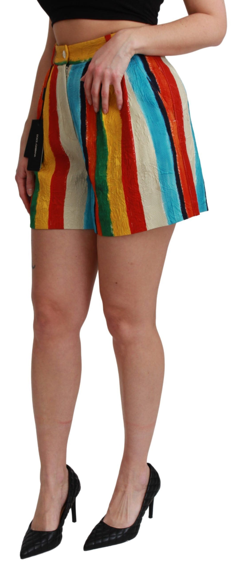 Multicolor Striped High-Waist Shorts Dolce & Gabbana