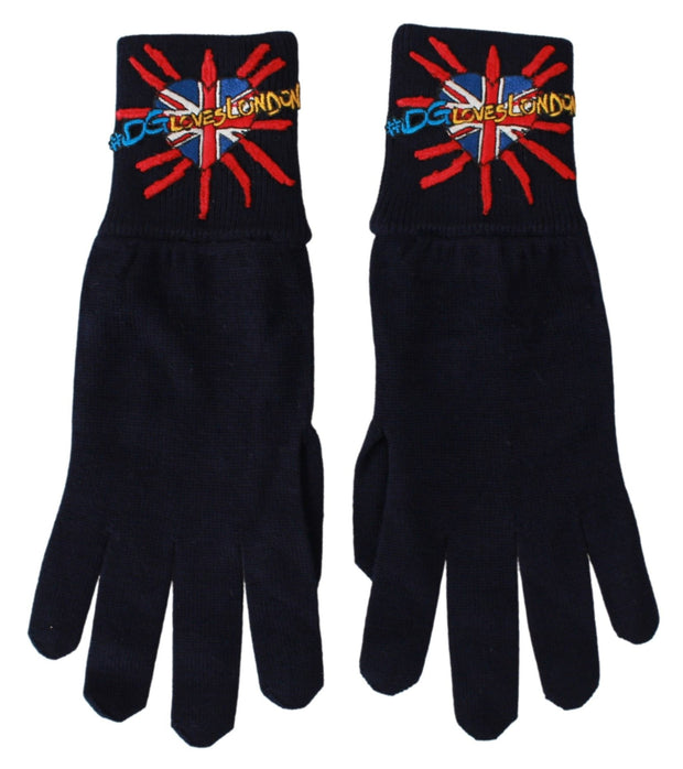 Blue Virgin Wool Unisex Gloves Dolce & Gabbana