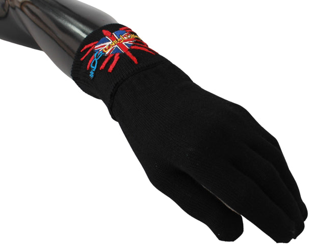 Elegant Black Virgin Wool Unisex Gloves Dolce & Gabbana