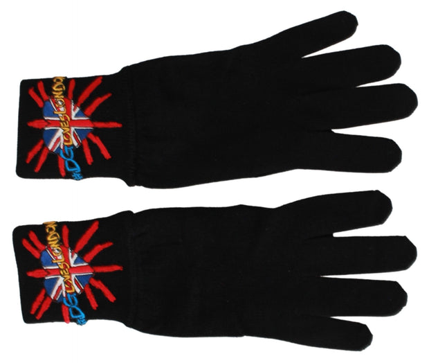 Elegant Black Virgin Wool Unisex Gloves Dolce & Gabbana