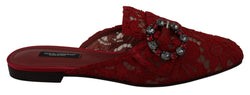 Radiant Red Slide Flats with Crystal Embellishments Dolce & Gabbana