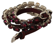 Crystal-Embellished Purple Leather Belt Dolce & Gabbana