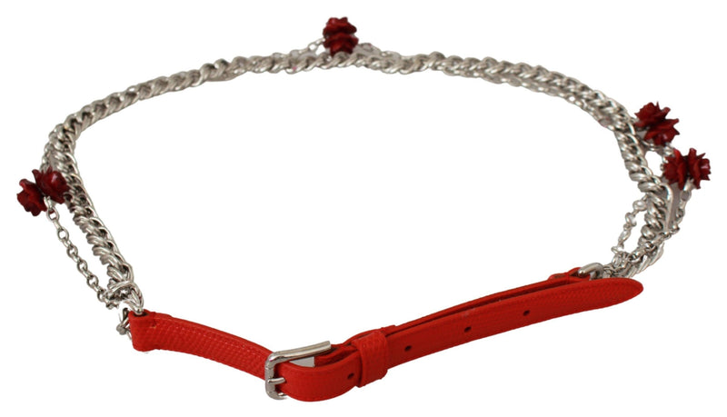 Elegant Floral Rose Waist Belt in Vibrant Red Dolce & Gabbana