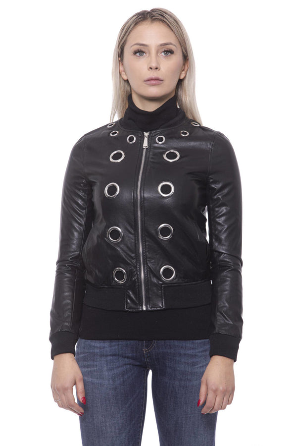 Chic Eco-Leather Studded Slim Jacket 19V69 Italia