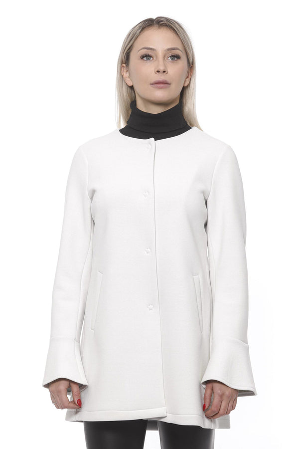 Elegant White Neoprene Woman Coat 19V69 Italia