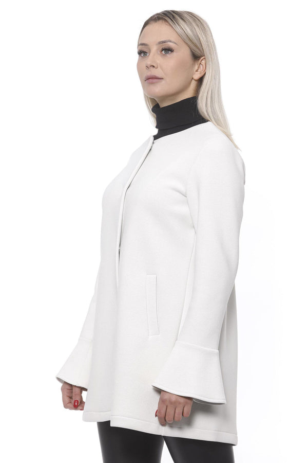 Elegant White Neoprene Woman Coat 19V69 Italia