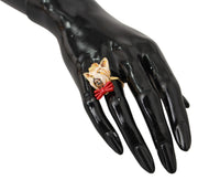 Chic Canine Gold-Tone Statement Ring Dolce & Gabbana