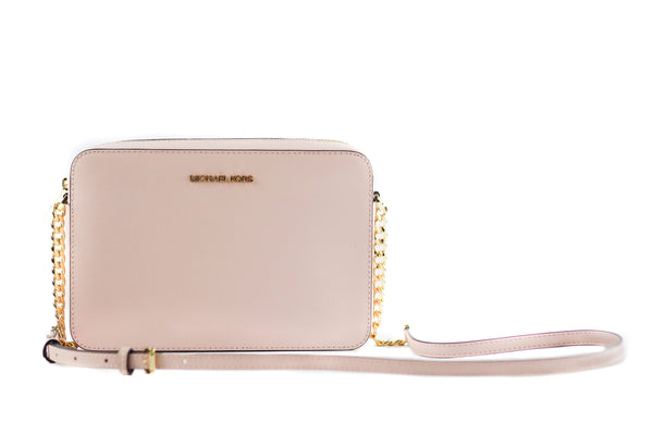 Jet Set Large East West Saffiano Leather Crossbody Bag Handbag (Powder Blush) Michael Kors