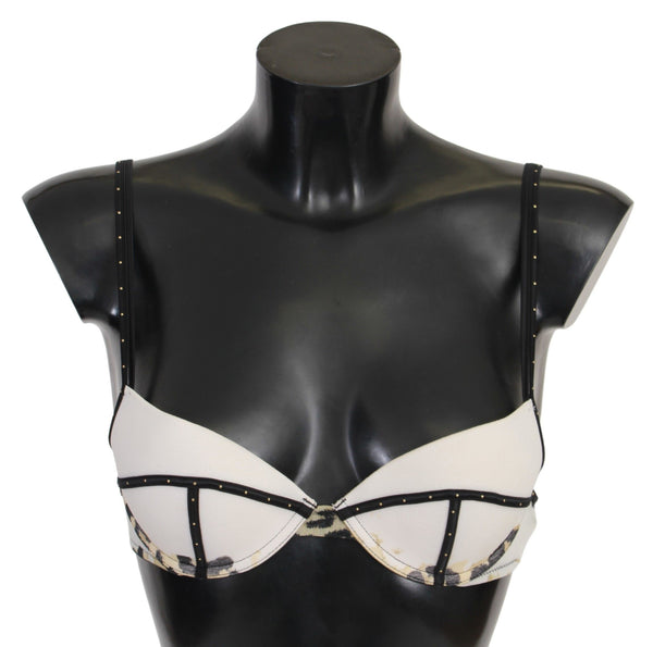 Elegant White Push-Up Bra With Logo Details Just Cavalli