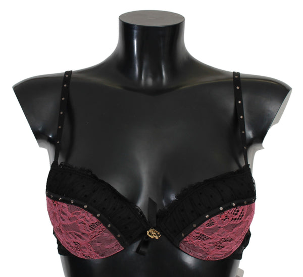 Elegant Black Lace Push-Up Bra Roberto Cavalli