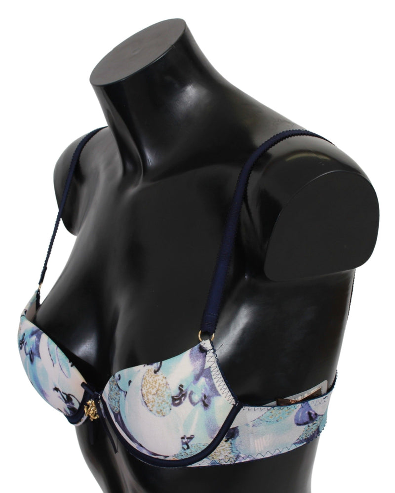 Elegant Push-Up Bra in Blue Print Roberto Cavalli