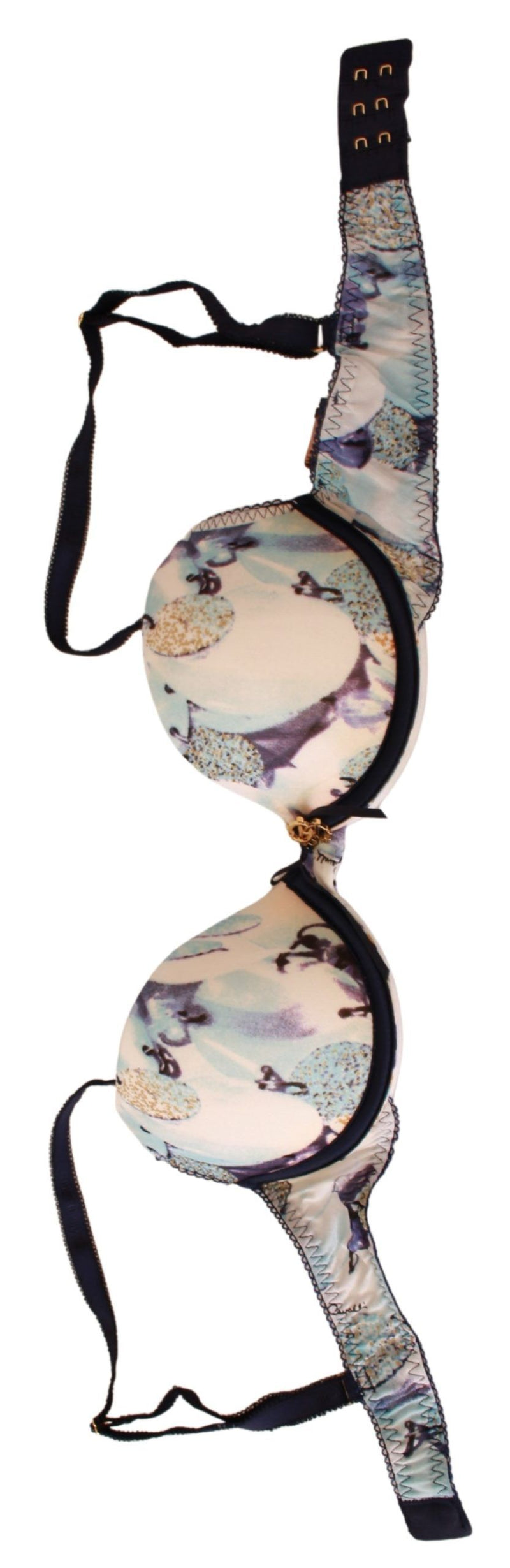 Elegant Push-Up Bra in Blue Print Roberto Cavalli