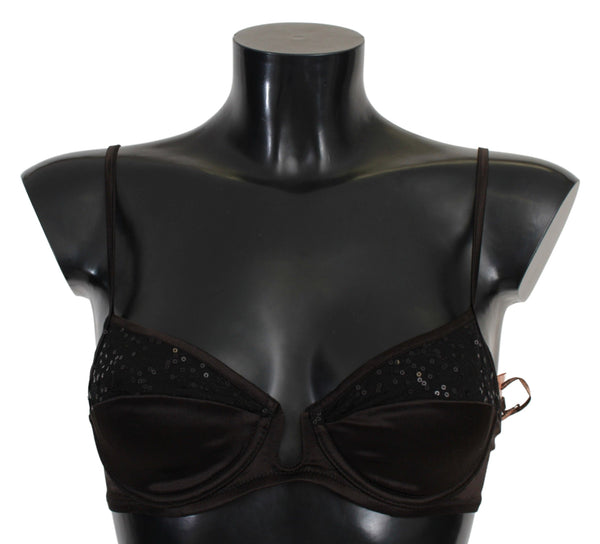 Sequined Brown Balconette Bra Ermanno Scervino