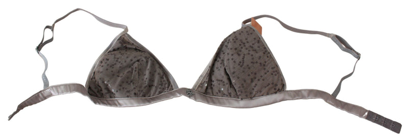 Sequined Gray Triangolo Bra Luxury Underwear Ermanno Scervino