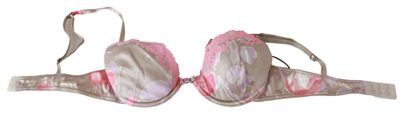 Chic Pink Lace Silk Blend Push Up Bra Ermanno Scervino