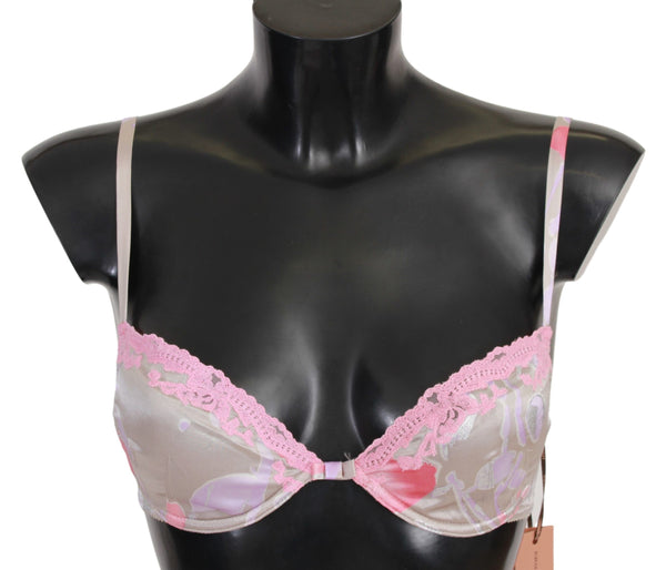 Chic Pink Lace Silk Blend Push Up Bra Ermanno Scervino