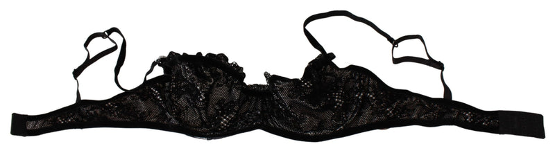 Sleek Black Mesh Balconcino Bra Ermanno Scervino