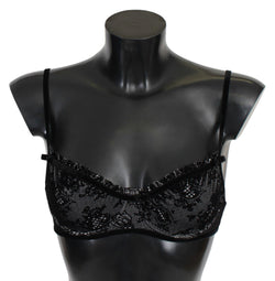 Sleek Black Mesh Balconcino Bra Ermanno Scervino