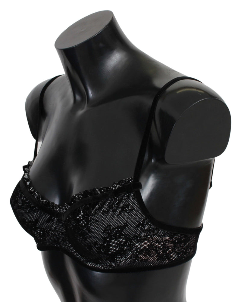 Sleek Black Mesh Balconcino Bra Ermanno Scervino