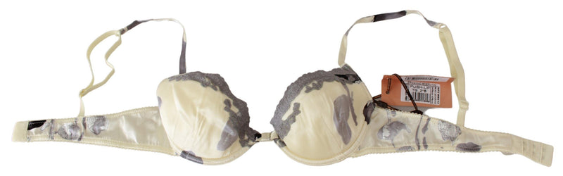 Silk Blend Push-Up Bra in Beige and Gray Ermanno Scervino