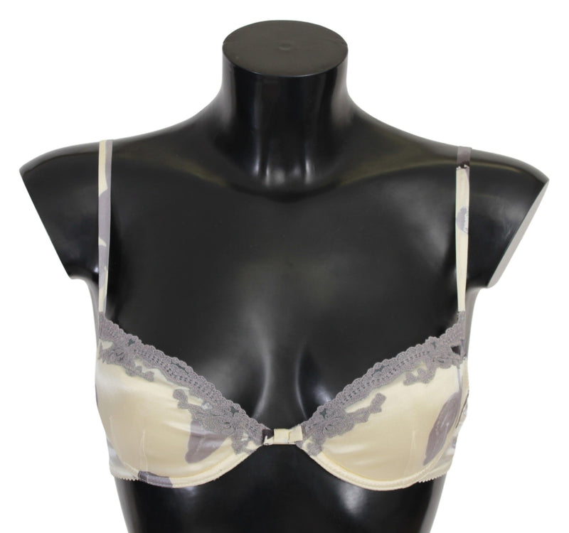 Silk Blend Push-Up Bra in Beige and Gray Ermanno Scervino