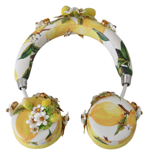 Glamorous Gold-Embellished Leather Headphones Dolce & Gabbana