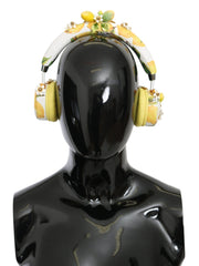 Glamorous Gold-Embellished Leather Headphones Dolce & Gabbana