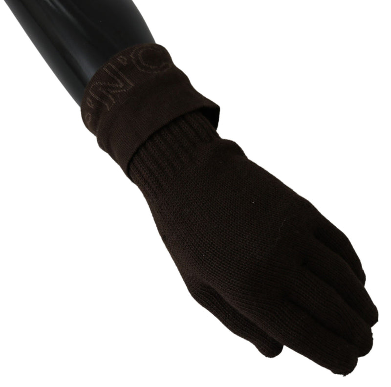 Elegant Brown Knitted Gloves Costume National