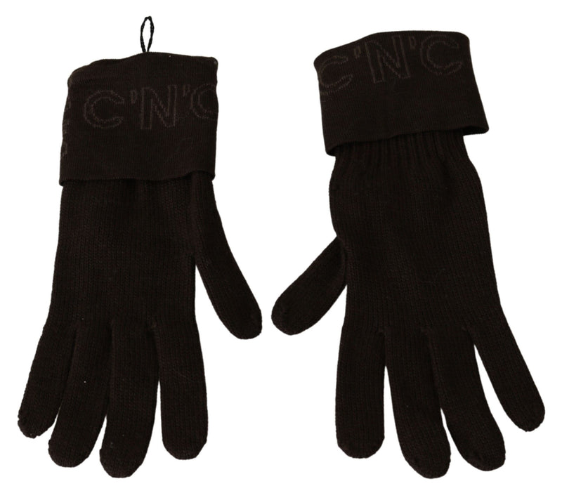 Elegant Brown Knitted Gloves Costume National