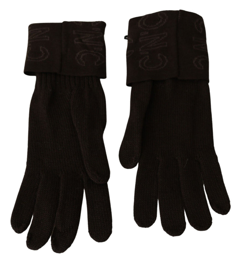 Elegant Brown Knitted Gloves Costume National