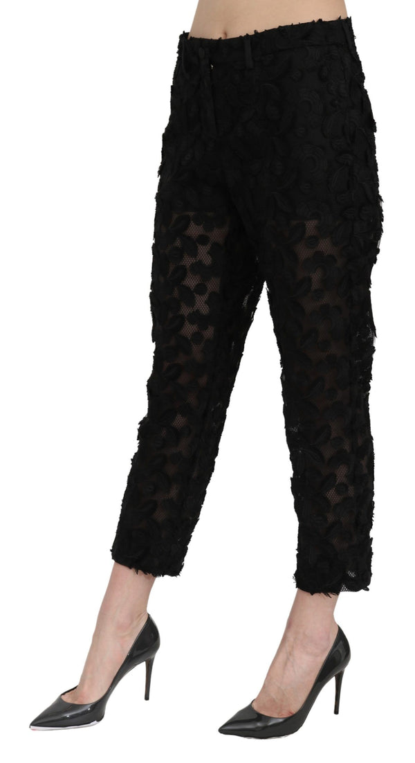 Elegant Straight Cropped Lace Trousers Dolce & Gabbana