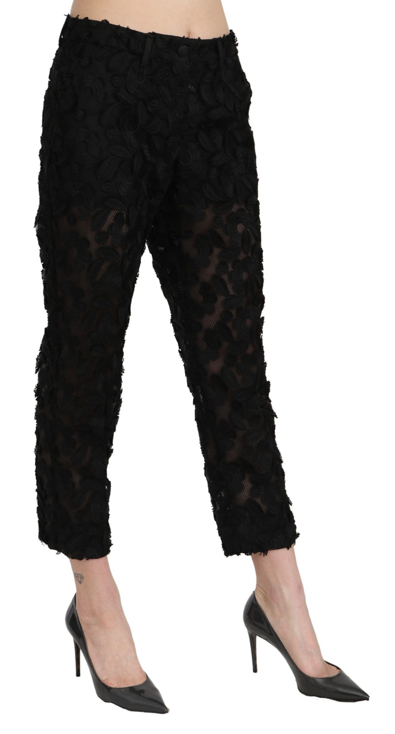 Elegant Straight Cropped Lace Trousers Dolce & Gabbana