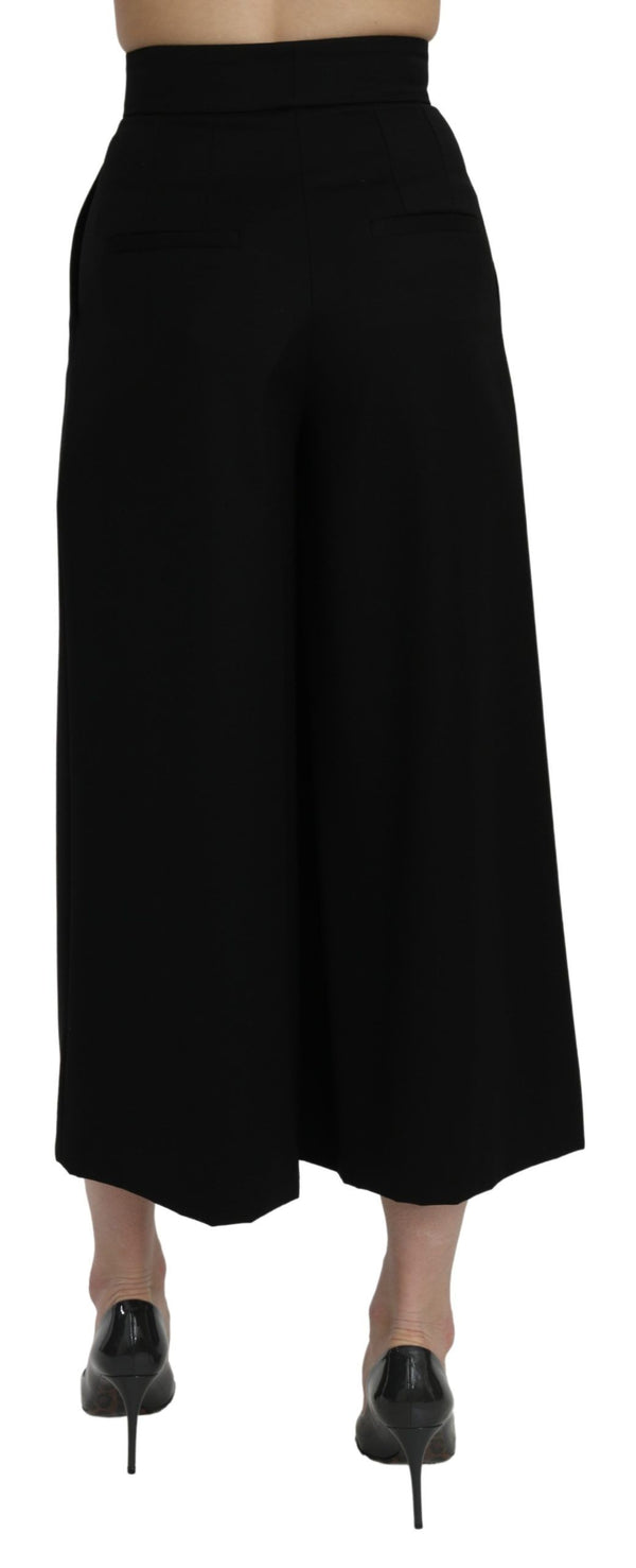 Elegant High Waist Wide Leg Wool Pants Dolce & Gabbana