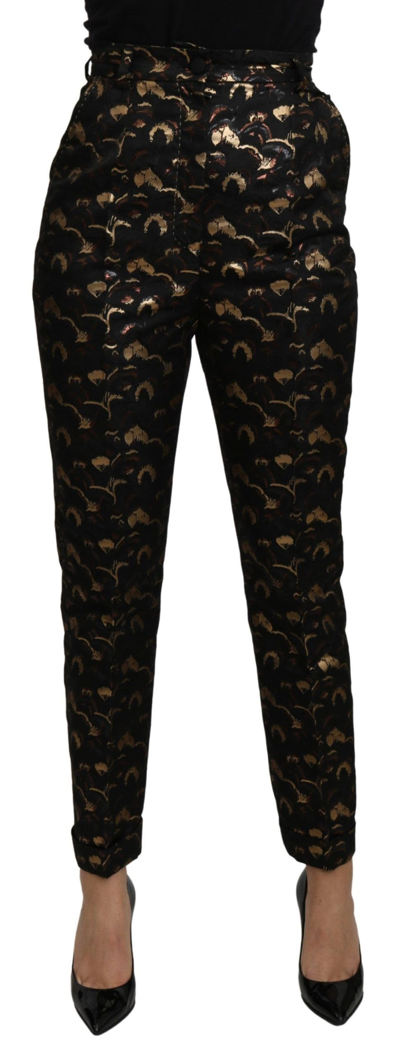 Elegant High Waist Tapered Brocade Pants Dolce & Gabbana