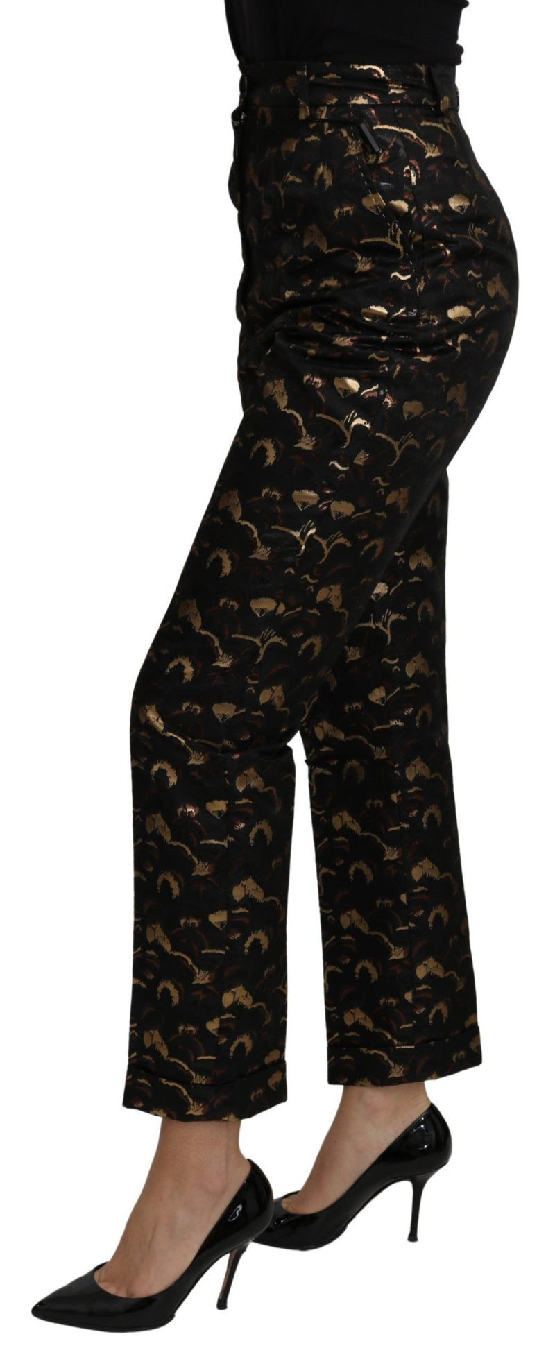 Elegant High Waist Tapered Brocade Pants Dolce & Gabbana