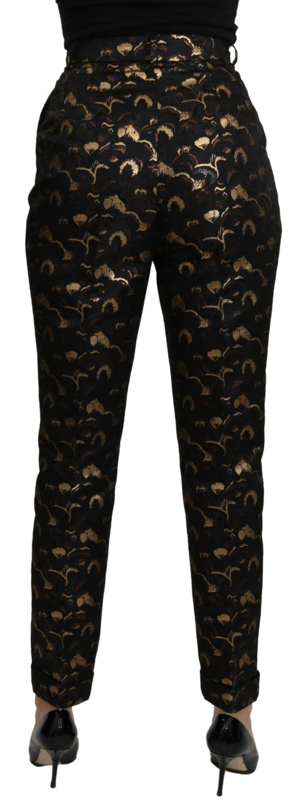 Elegant High Waist Tapered Brocade Pants Dolce & Gabbana