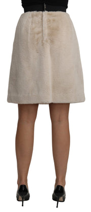 Beige High Waist A-Line Mini Skirt Dolce & Gabbana