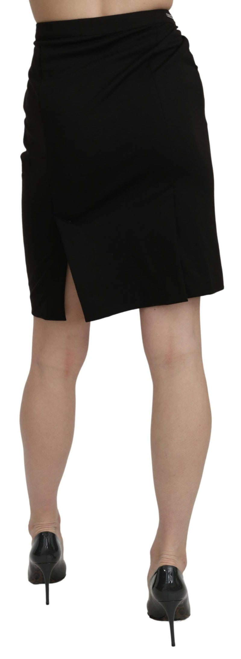 Chic High Waist Black Linen Skirt GF Ferre