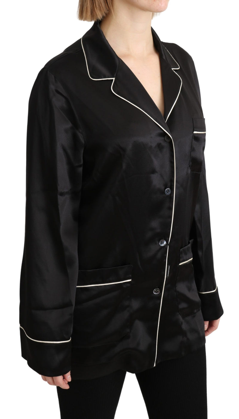 Elegant Silk Black Button-Up Blouse Dolce & Gabbana