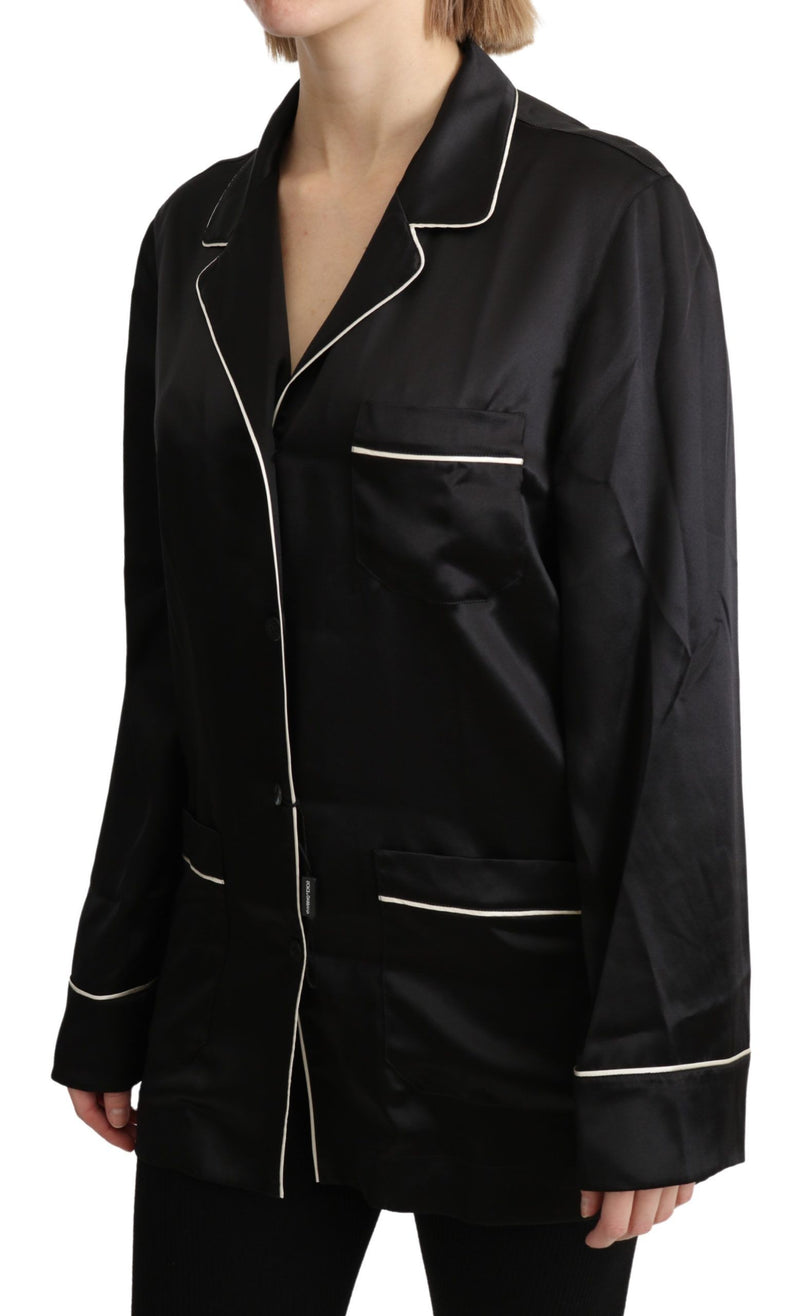 Elegant Silk Black Button-Up Blouse Dolce & Gabbana