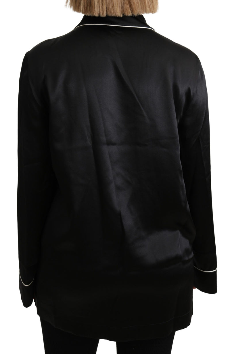 Elegant Silk Black Button-Up Blouse Dolce & Gabbana