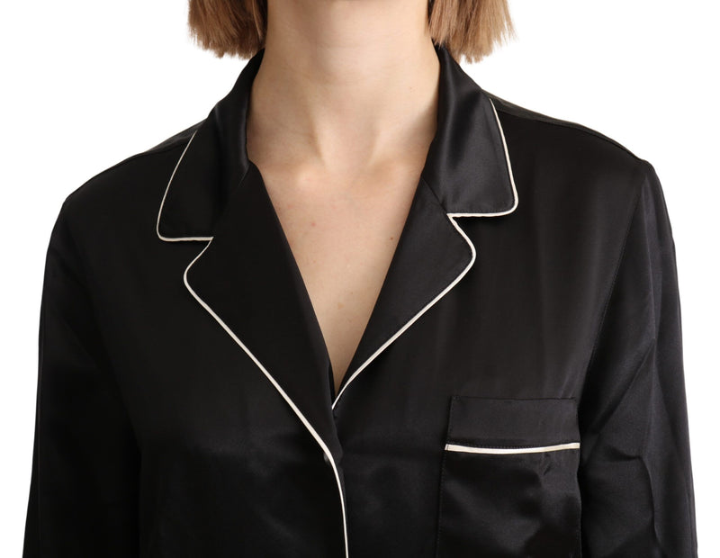 Elegant Silk Black Button-Up Blouse Dolce & Gabbana