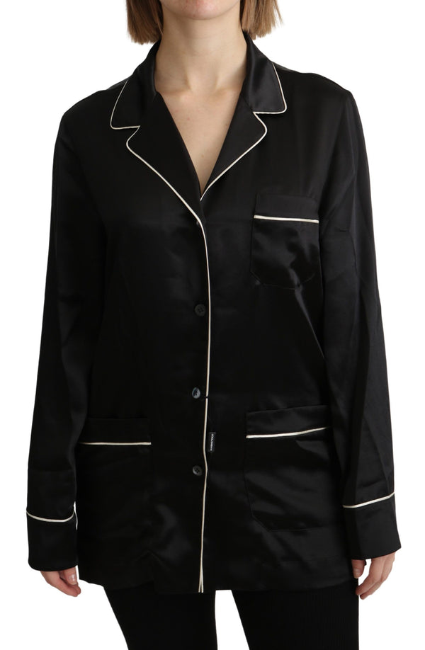 Elegant Silk Black Button-Up Blouse Dolce & Gabbana