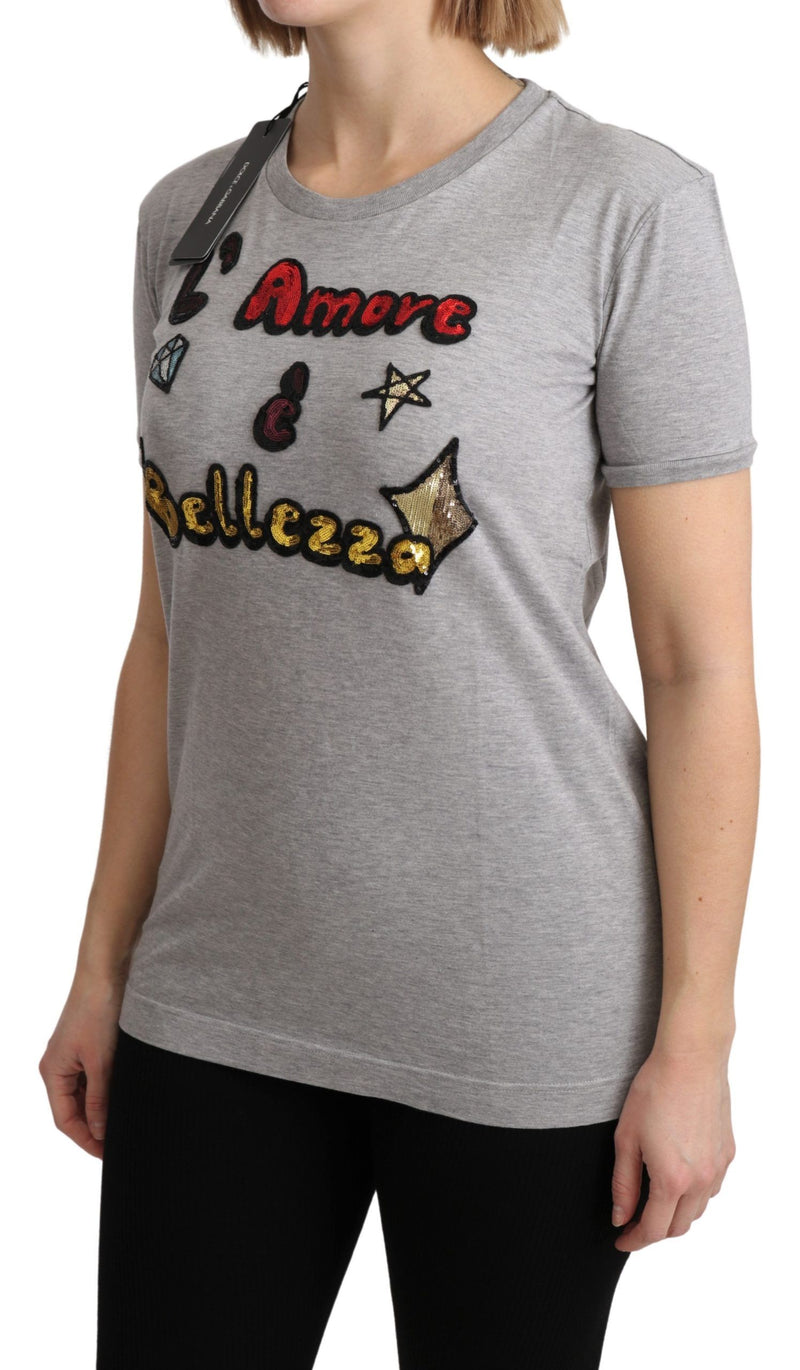 Sequined Motive Cotton Tee Dolce & Gabbana